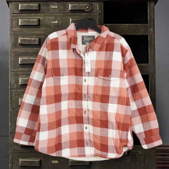 NATURAL REFLECTIONS • Apple Butter Sherpa Plaid Shirt Jacket - Picture 6 of 6
